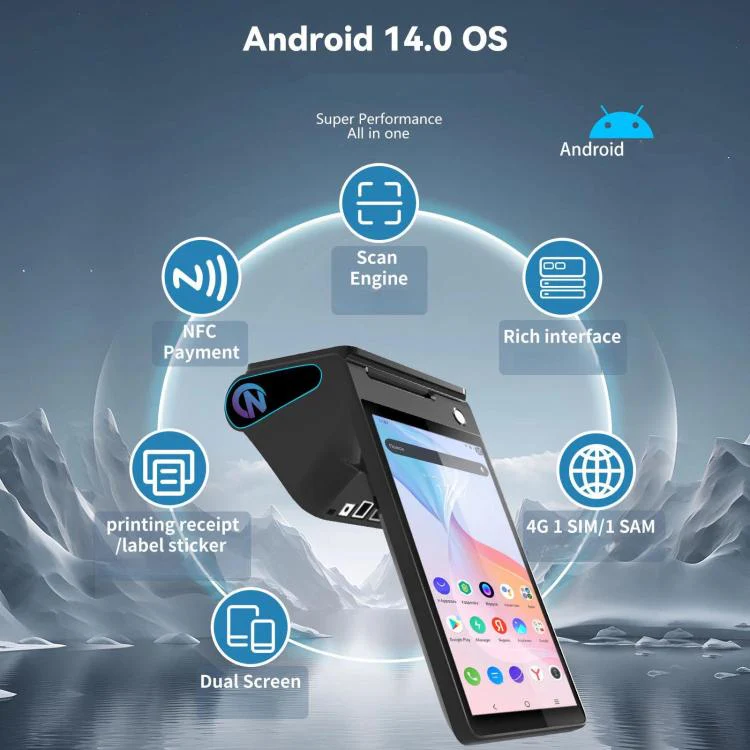 Z108 Android Handheld POS Cash Register, Dual-Screen Touch Scanning Payment Device For Supermarket & Restaurant 3.9 inch EU Plug - Image 6