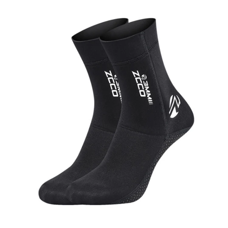 ZCCO 3mm Warm Non-Slip Diving Socks Anti-Wear Ankle Fins, Size:45-46(Black) - Image 2
