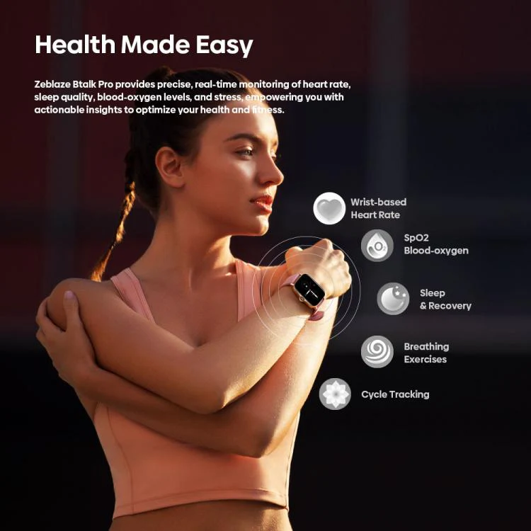 Zeblaze Btalk Pro 1.91 inch 600 nits IP68 BT5.3 Sports Smart Watch, Support Bluetooth Call / Heart Rate / Blood Oxygen / Sleep Monitoring(Black) - Image 8