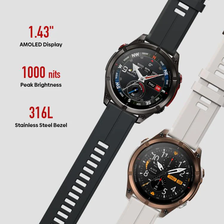 Zeblaze Stratos 4 Pro Rugged Outdoor GPS Smart Watch 1.43 inch Screen 5 ATM & IP69K Built-in Flashlight(Bronze) - Image 10
