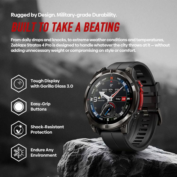 Zeblaze Stratos 4 Pro Rugged Outdoor GPS Smart Watch 1.43 inch Screen 5 ATM & IP69K Built-in Flashlight(Bronze) - Image 5