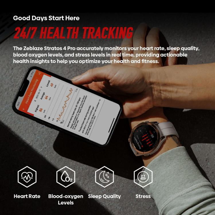 Zeblaze Stratos 4 Pro Rugged Outdoor GPS Smart Watch 1.43 inch Screen 5 ATM & IP69K Built-in Flashlight(Bronze) - Image 9