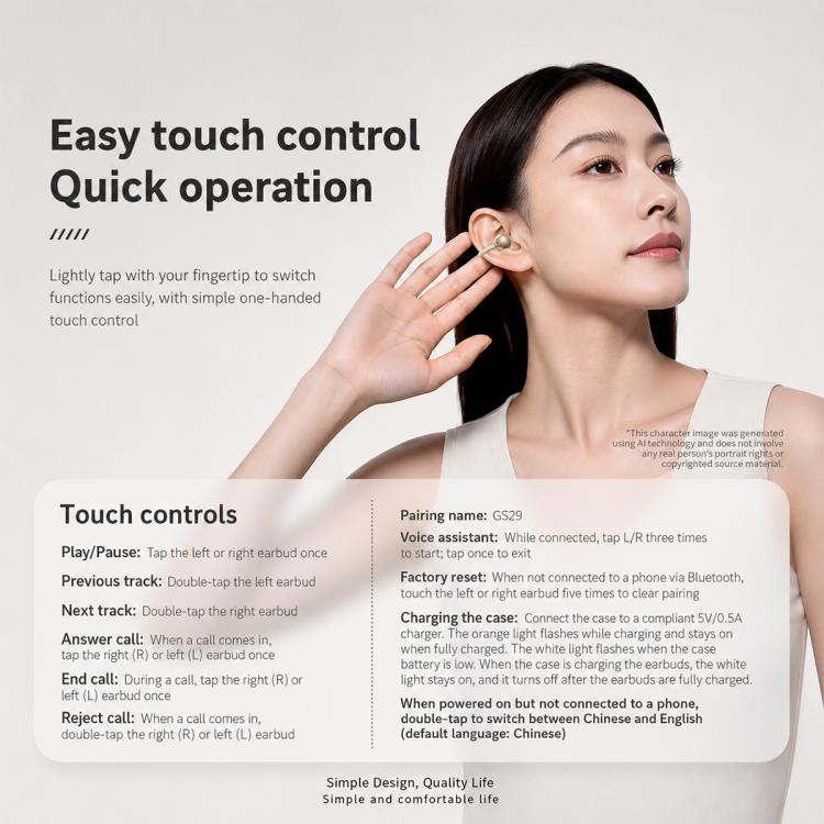 ZGA GS29 Free Music 2 Ear Clip Wireless Bluetooth Earphones(White) - Image 8