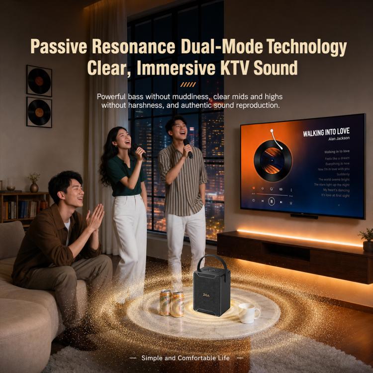 ZGA PZ010 Portable Dual Mic Karaoke Bluetooth Speaker(Beige) - Image 4