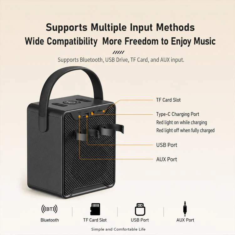 ZGA PZ010 Portable Dual Mic Karaoke Bluetooth Speaker(Beige) - Image 6