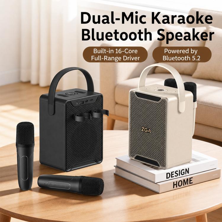 ZGA PZ010 Portable Dual Mic Karaoke Bluetooth Speaker(Black) - Image 2