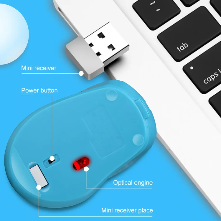 ZGB 361 2.4G Wireless Chargeable Mini Mouse 1600dpi (Pink) - Image 4