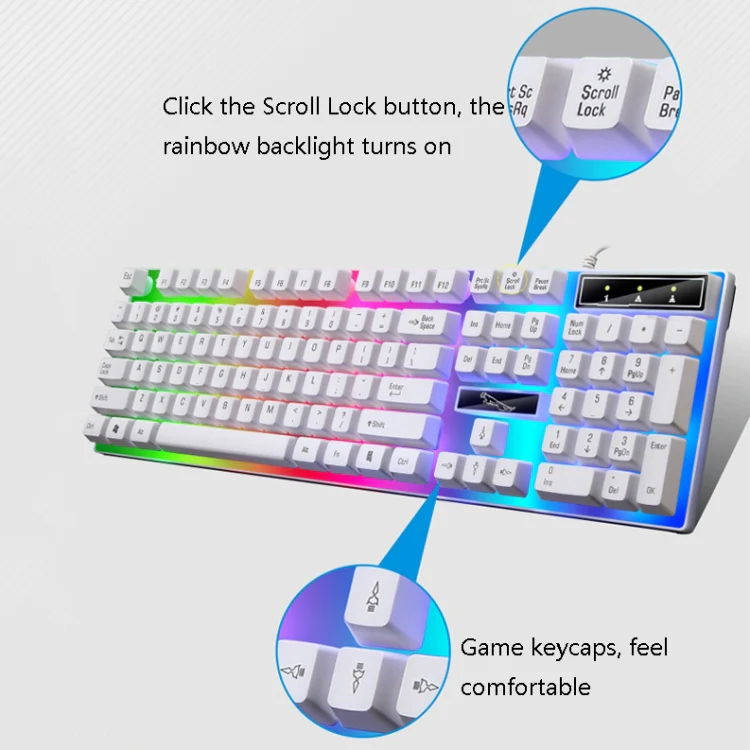 ZGB G21B Colorful Glow USB Wired Keyboard Mouse Set(White) - Image 4