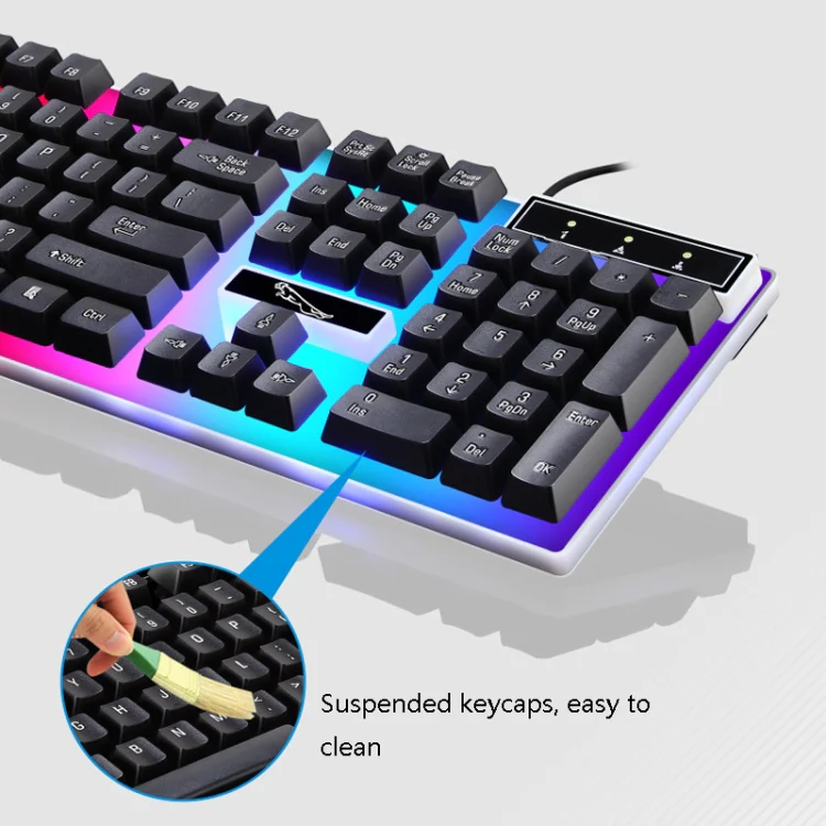 ZGB G21B Colorful Glow USB Wired Keyboard Mouse Set(White) - Image 5