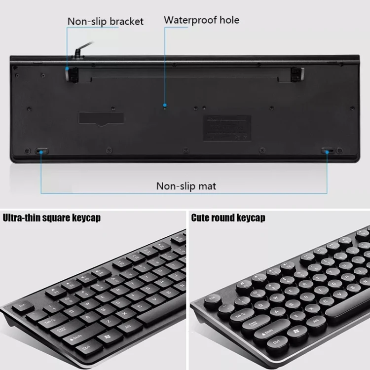 ZGB S500 Round Key USB Wired Computer Keyboard (White) - Image 3