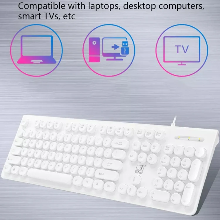 ZGB S500 Round Key USB Wired Computer Keyboard (White) - Image 5