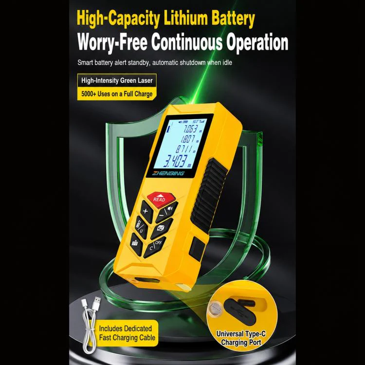 ZHENBING N1 Advanced Version Handheld Green Cross Line Laser Distance Meter, Measuring Distance:50m(Yellow) - Image 10