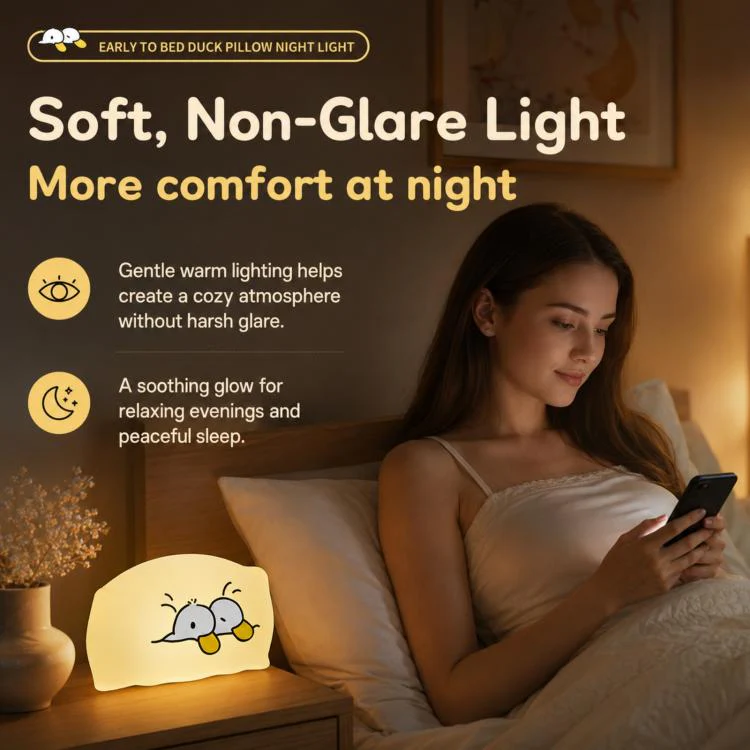 ZHL001Y Early To Bed Pillow Duck Night Light Touch Sensor Bedside Lamp(Warm Light) - Image 10