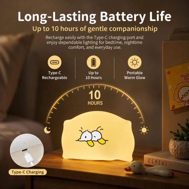 ZHL001Y Early To Bed Pillow Duck Night Light Touch Sensor Bedside Lamp(Warm Light) - Image 13