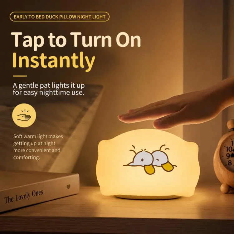 ZHL001Y Early To Bed Pillow Duck Night Light Touch Sensor Bedside Lamp(Warm Light) - Image 3