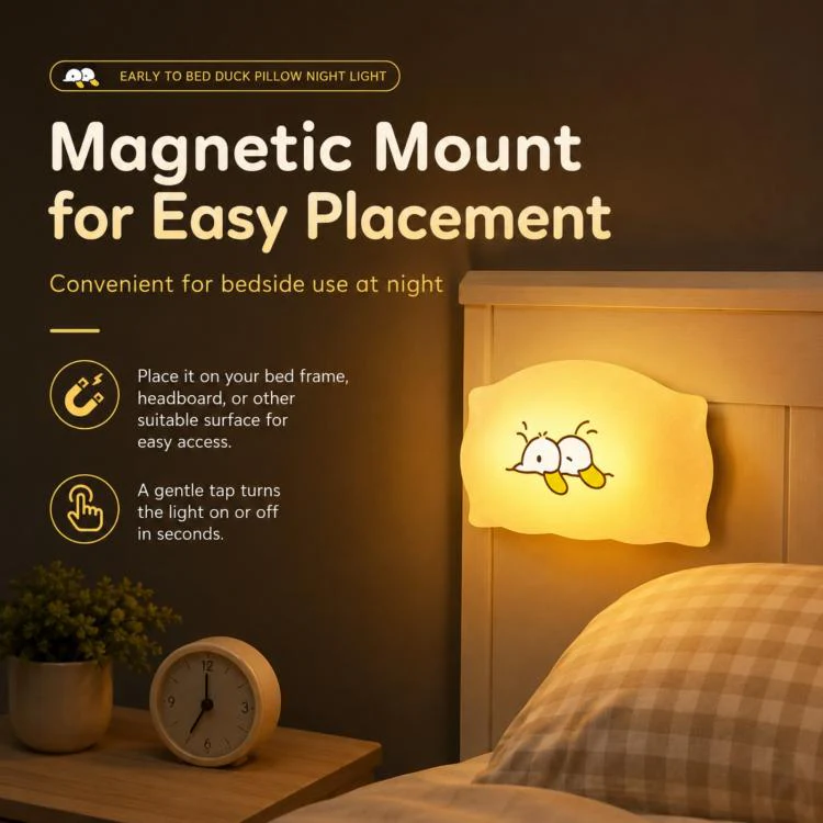 ZHL001Y Early To Bed Pillow Duck Night Light Touch Sensor Bedside Lamp(Warm Light) - Image 6