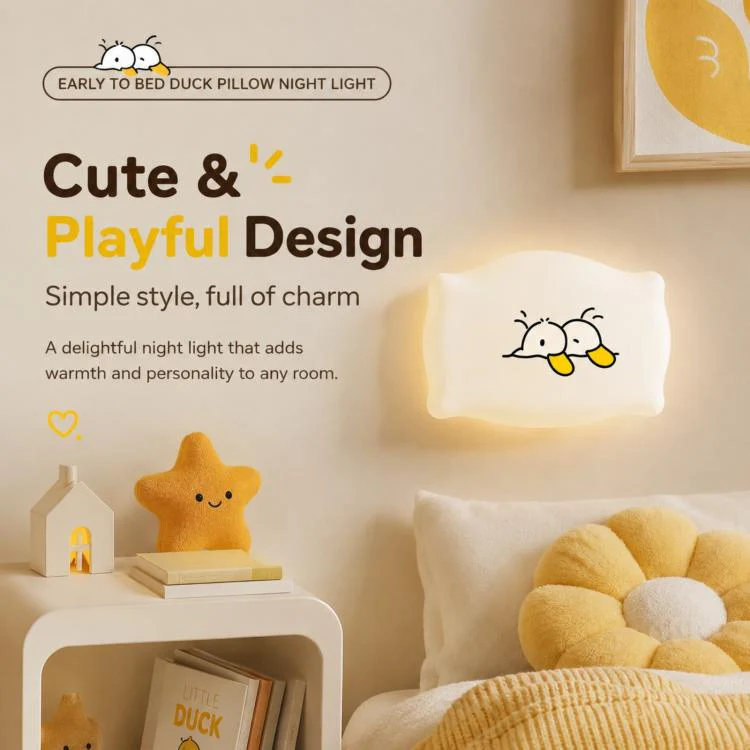 ZHL001Y Early To Bed Pillow Duck Night Light Touch Sensor Bedside Lamp(Warm Light) - Image 9