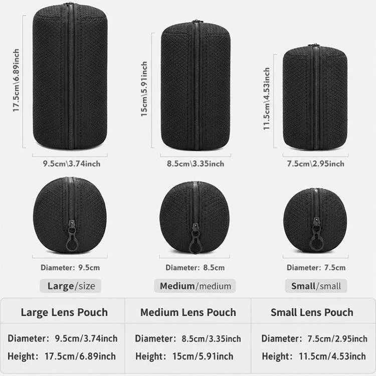 Zipper Camera Lens Pouch Waterproof Lens Protective Bag, Size:Medium Lens Pouch(Black) - Image 4