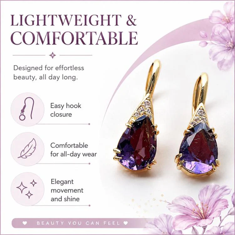 Zircon Teardrop Dangle Earrings for Women(Purple) - Image 5