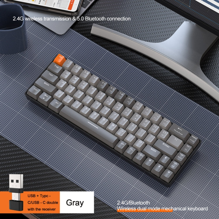 ZIYOU LANG K68 68 Keys Bluetooth Wireless Dual Model Mechanical Keyboard, Style: Red Shaft Version (Gray) - Image 2