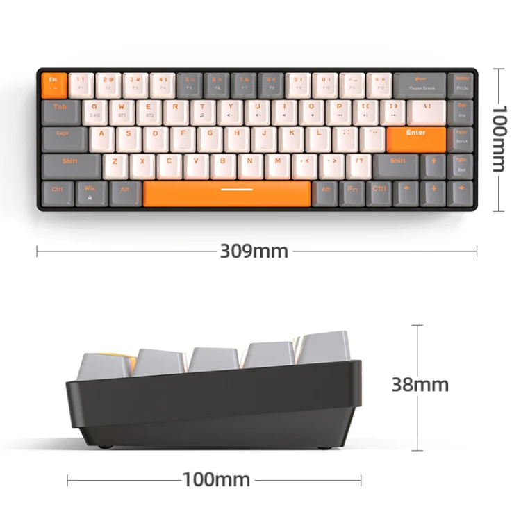 ZIYOU LANG K68 68 Keys Bluetooth Wireless Dual Model Mechanical Keyboard, Style: Red Shaft Version (Shimmering) - Image 3