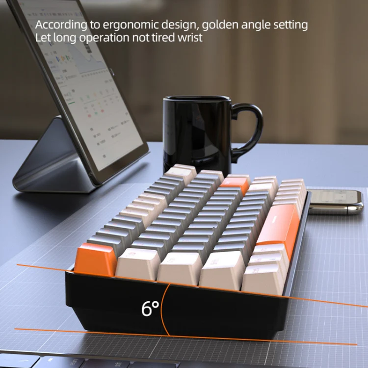 ZIYOU LANG K68 68 Keys Bluetooth Wireless Dual Model Mechanical Keyboard, Style: Red Shaft Version (Shimmering) - Image 4
