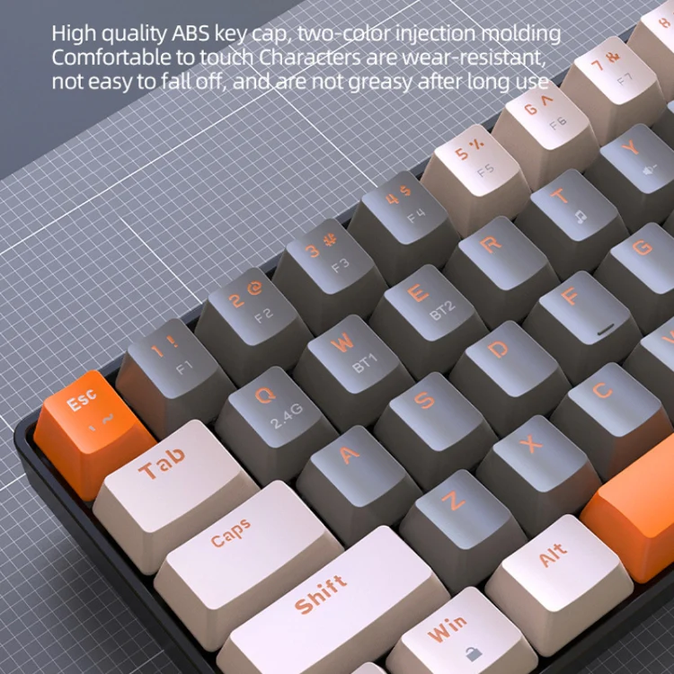 ZIYOU LANG K68 68 Keys Bluetooth Wireless Dual Model Mechanical Keyboard, Style: Red Shaft Version (Shimmering) - Image 5