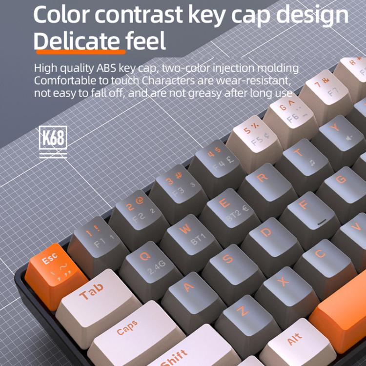 ZIYOULANG K68 Bluetooth / Wired Dual-Mode Portuguese Mechanical Keyboard(Dark Gray Red Switch) - Image 5