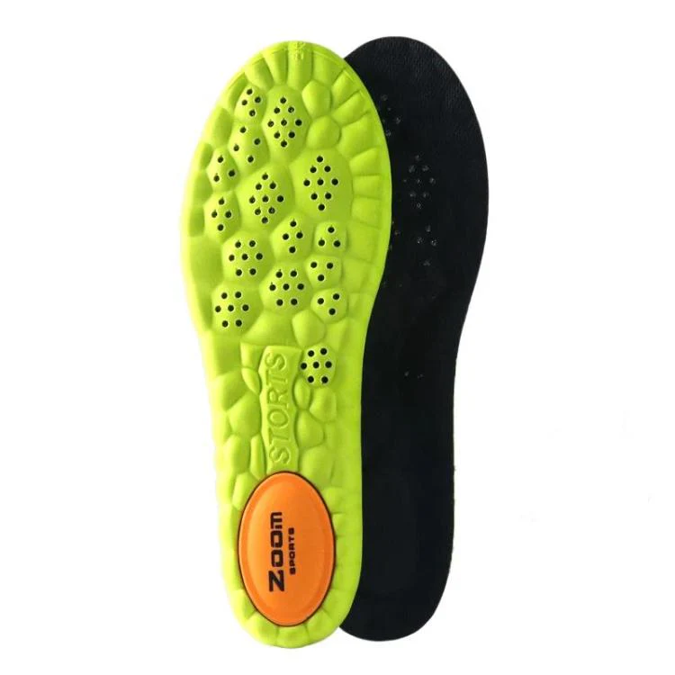 ZOOM Sports Air Cushion Shock Absorption Breathable Odor-Resistant Arch Support Insoles, Size: 37-38(Black Green)