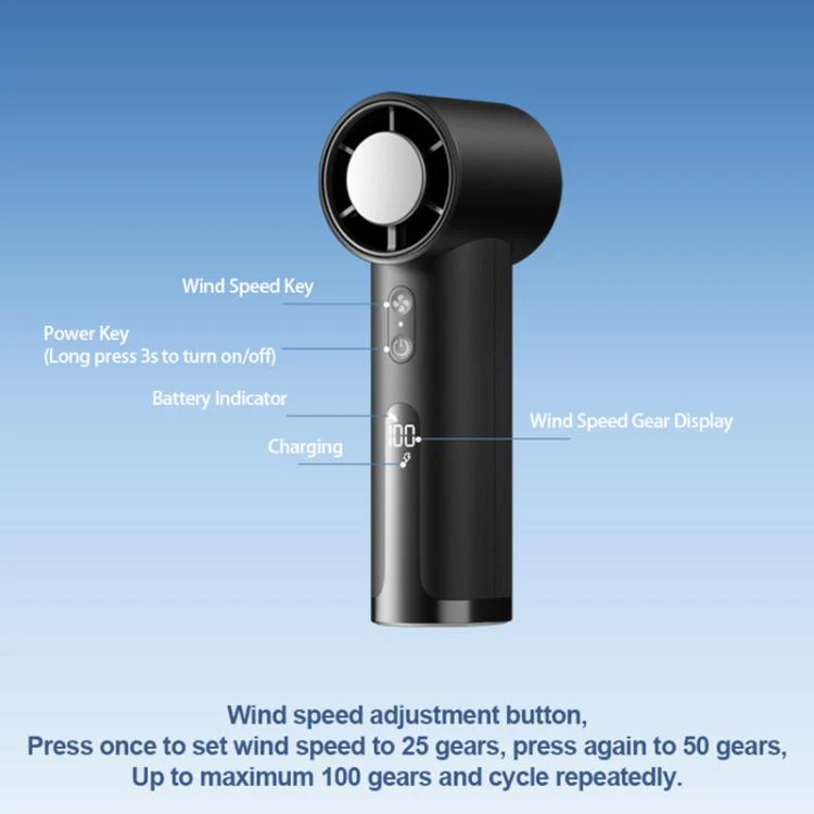 ZXF001 Portable Handheld Ice Fan without Cooling Function(Black) - Image 2